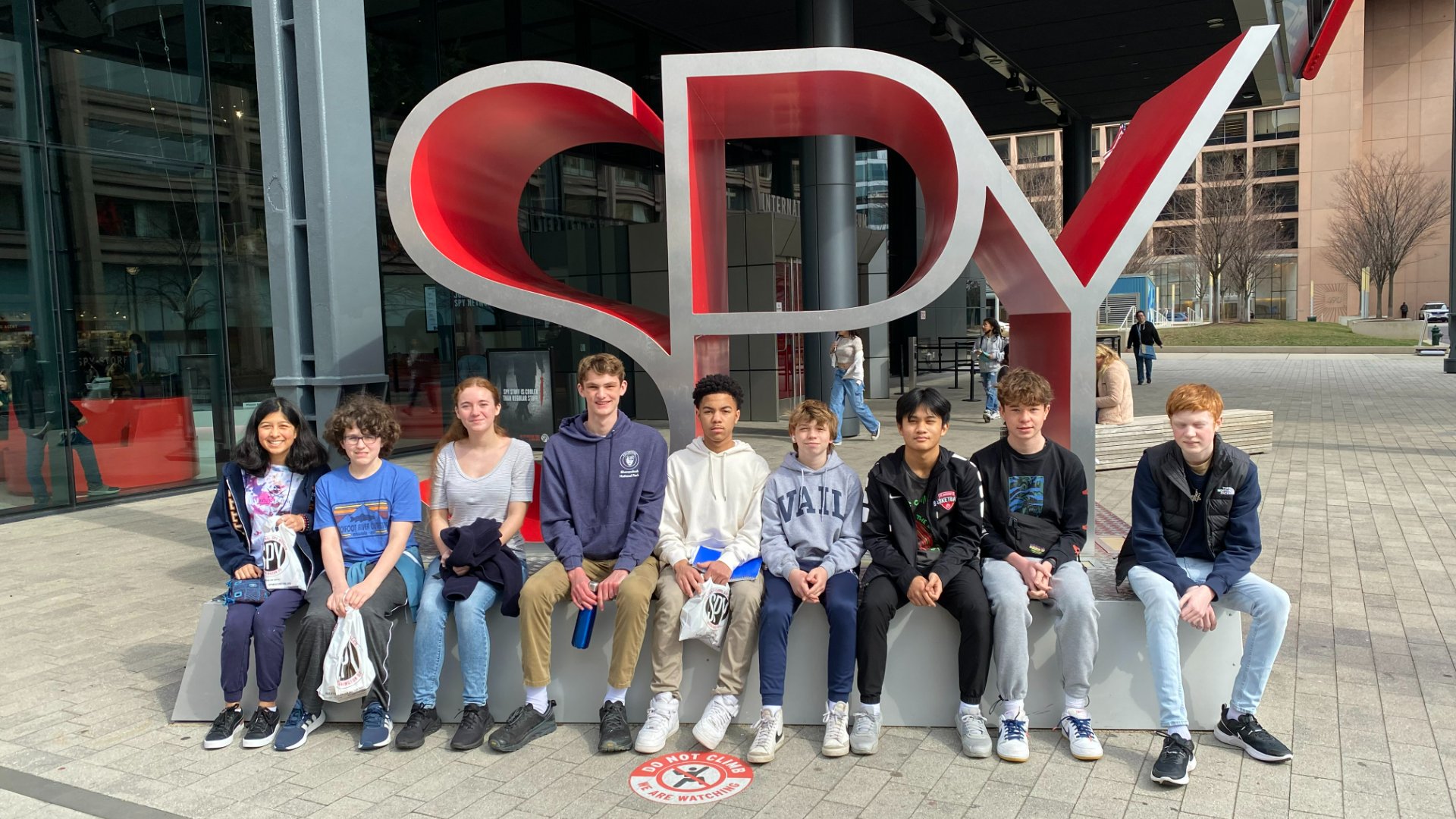 photo of students on trip outside SPY building