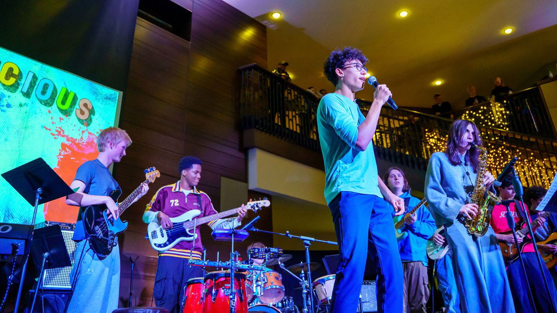 Students performing on stage