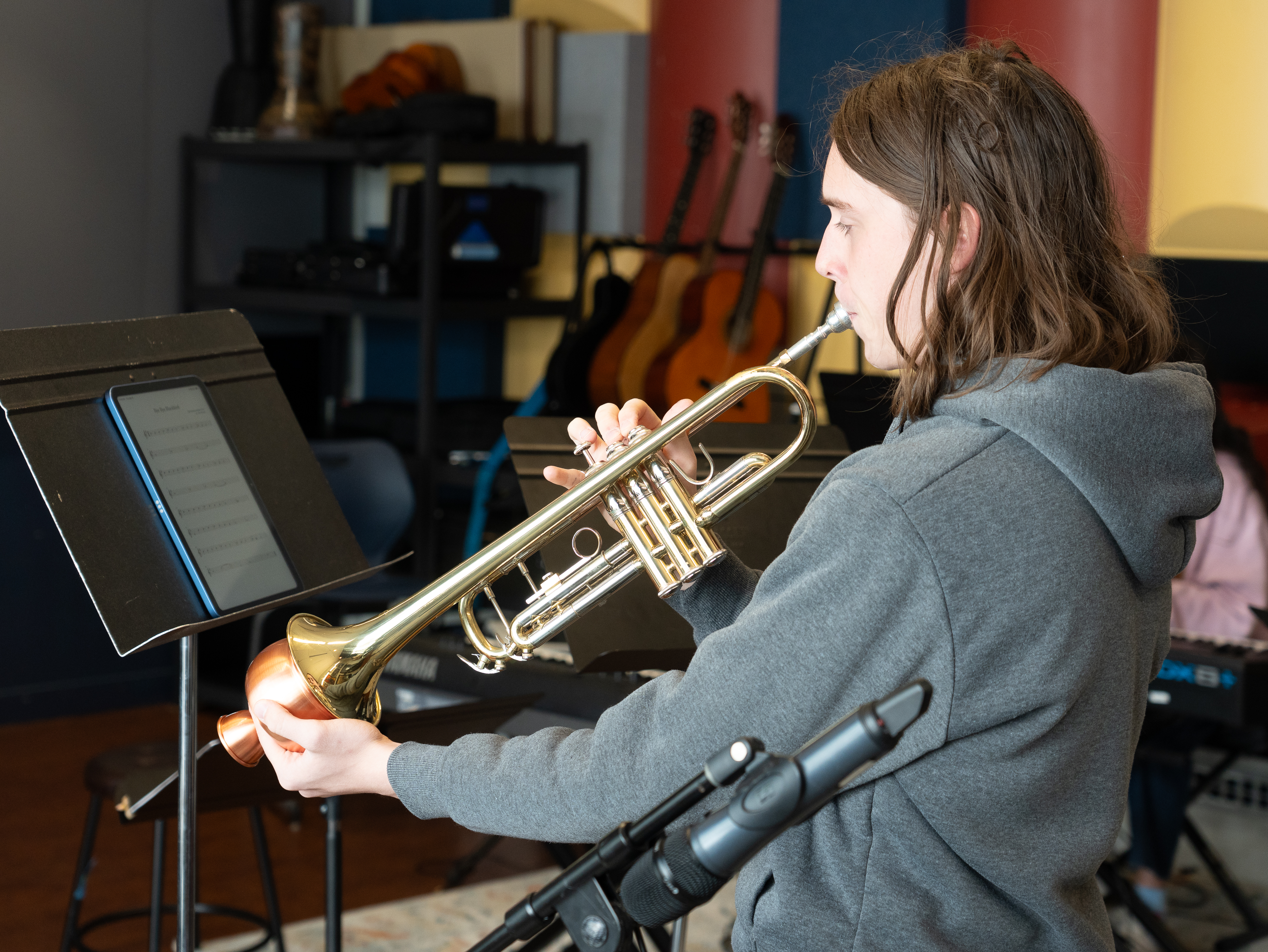 Student playing trumpet